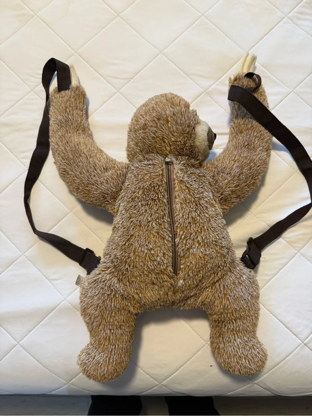 Plush Sloth Backpack - Secret Stash Pack - adjustable straps - Light Brown